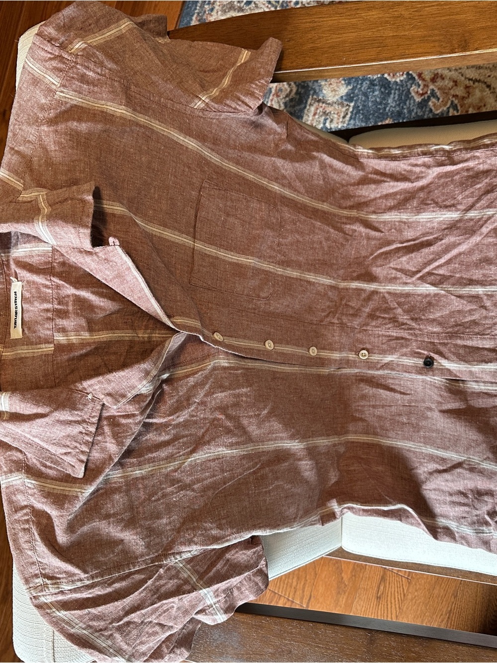 Taylor Stitch Rust-Red Striped Camp Shirt